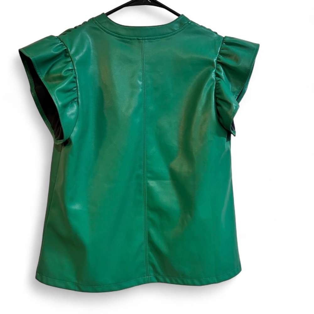 Green Ruffle Sleeve Top - Picture 7 of 9